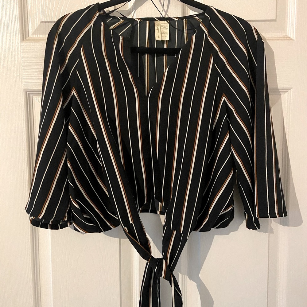 Striped Tie Top Blouse